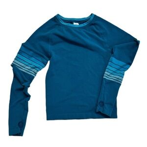 JOYLAB ~ Teal Long Sleeve Athletic Top with Striped Sleeves size XS